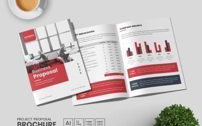 Multipage business brochure template, project Proposal editable layout.