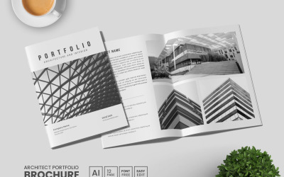 Szablon portfolio architekta i szablon broszury z układem portfolio cyfrowego