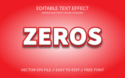Zeros 3D Editável Vector Eps Efeito de Texto