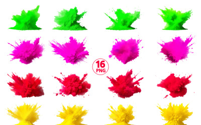 Colorful paint splash explosion of colored powder brush and alcohol ink splatter background