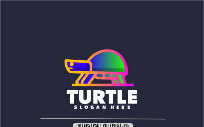 Diseño de logotipo simple de línea de degradado de tortuga
