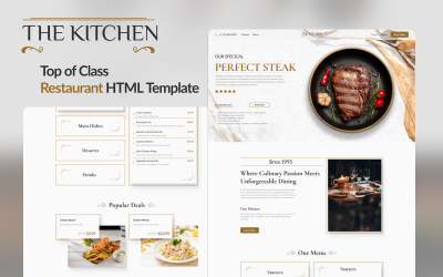 Feest je ogen: &amp;#39;The Kitchen&amp;#39; Restaurant HTML-sjabloon voor hartige websites