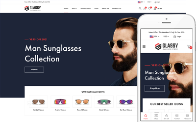 Glassy - Очки, Магазин оптики WooCommerce WordPress Theme
