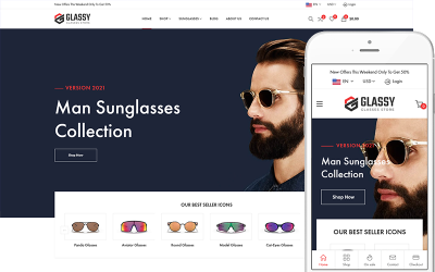 Glassy - окуляри, тема WordPress WooCommerce для магазину оптики