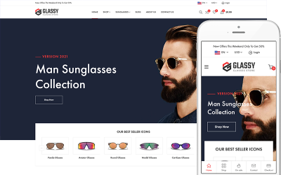Glassy - Temi WordPress WooCommerce per occhiali, negozio di ottica