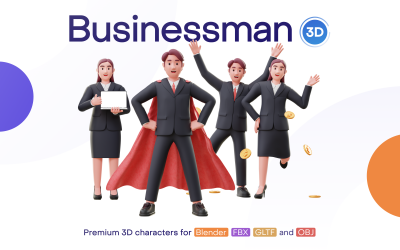 Jobly - Personagens 3D do empresário