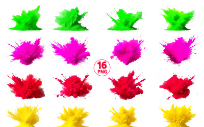 Kleurrijke verfplonsexplosie van gekleurde poederborstel en alcoholinkt splatterachtergrond