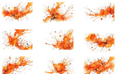 Orange watercolor paint ink splatter background