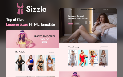 Sizzle: Mutassa be az érzéki eleganciát – Fehérneműbolt HTML-sablonja