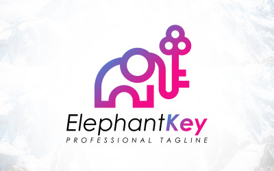 Diseño creativo del logotipo de la llave del elefante