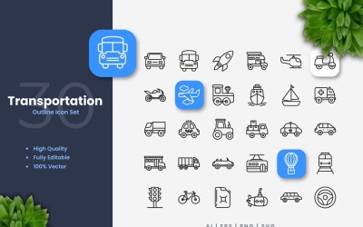 30 Insieme dell&amp;#39;icona del profilo di trasporto