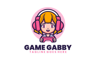 jeu, gabby, mascotte, dessin animé, logo