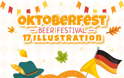 17 Mutlu Oktoberfest Bira Festivali İllüstrasyon