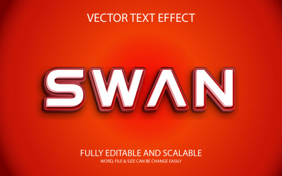 Diseño de plantilla de efecto de texto 3D Eps vectoriales editables de cisne