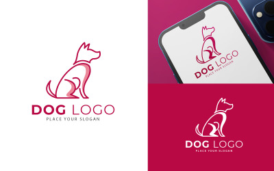 Modèle de vecteur de conception de logo de chien