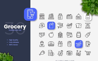 30 продуктових структури набір іконок
