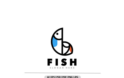 Mascotte de conception de logo unique simple poisson