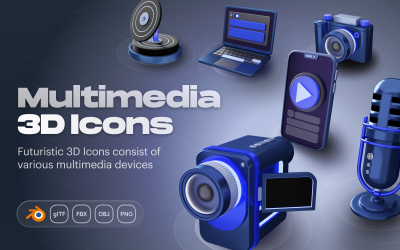 Devicely - Conjunto de iconos 3D de dispositivos y multimedia