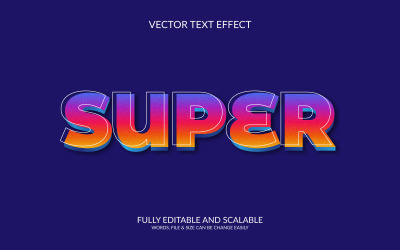 Super 3D Totalmente editable Vector Eps Plantilla de efecto de texto