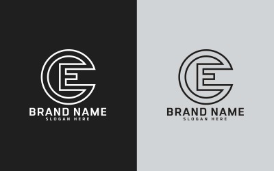 Design de logotipo em forma de círculo com letra E da marca