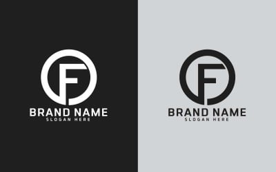 Design de logotipo em forma de círculo com letra F da marca - Identidade da marca