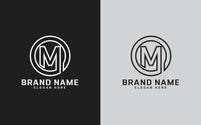 Diseño de logotipo de forma de círculo de letra M de marca