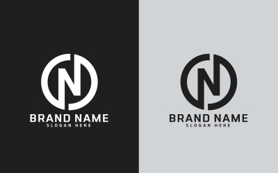 Marca N letra Forma de Círculo Diseño de Logotipo - Identidad de Marca