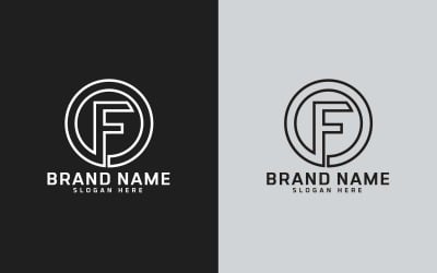 Marka F litera koło kształt Logo Design