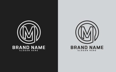 Marka M litera koło kształt Logo Design