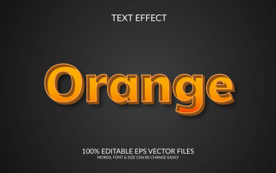 Plantilla de efecto de texto Eps vectoriales editables en 3D naranja