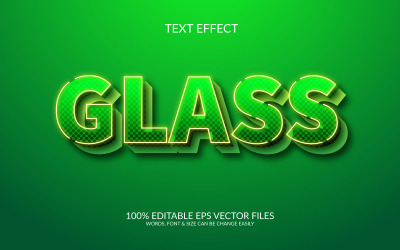 Стеклянный 3D редактируемый векторный шаблон текстового эффекта Eps