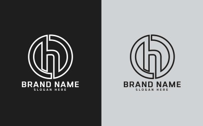 新品牌 H 字母圆形标志设计-小字母