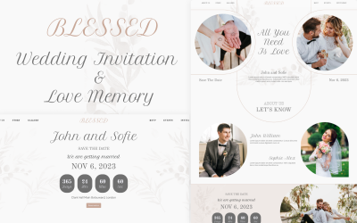 Blessed - Elegant HTML-mall för bröllop | Dela din kärlekshistoria