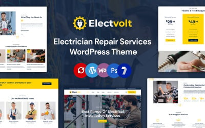 Electvolt - Services de réparation d&amp;#39;électricien Elementor Thème Wordpress