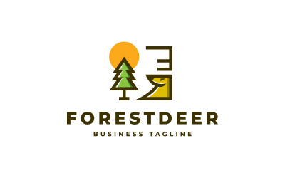 Modèle de logo de cerf de forêt