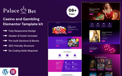 Palace Bet - Casino and Gambling Elementor Template kit