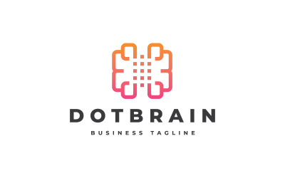 Veri Noktaları Beyin Logo Şablonu