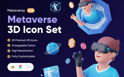 Metaversy - Metaverse 3D Ikonuppsättning