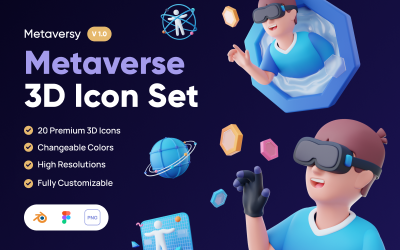 Metaversy — zestaw ikon Metaverse 3D