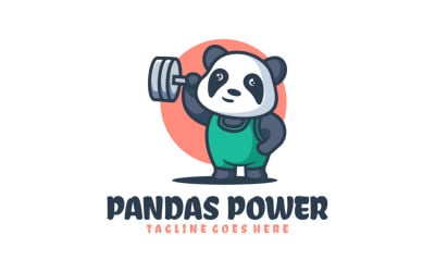 Pandalar Güç Maskot Çizgi Film Logosu