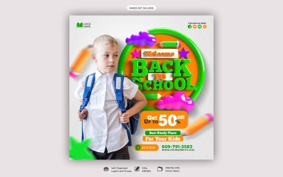 Publicación de redes sociales de regreso a la escuela Modelo PSD