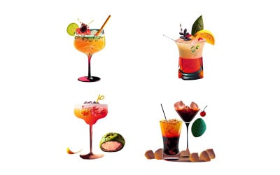 Set di cocktail alcolici. Raccolta di bevande alcoliche. Illustrazione vettoriale.