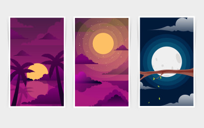 Ensemble d&amp;#39;illustrations de paysage de nature vectorielle