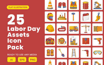 Labour Day 2D Icon Illustration Set Vol 1