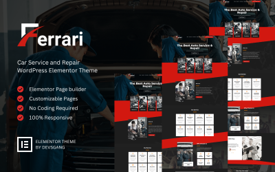 Ferrari - Bilverkstad Wordpress Elementor Tema
