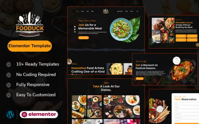 Fooduck - Zestaw Elementor usług hotelarskich i restauracyjnych