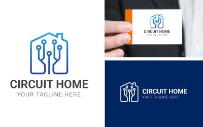 Creatief circuit huis logo sjabloon