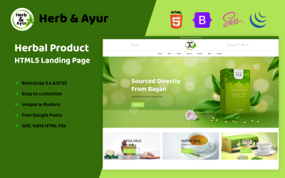 Herb&Ayur – Növényi termék HTML5 céloldala