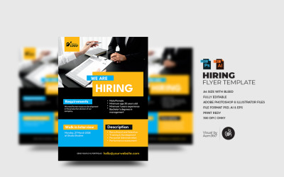 We're Hiring Flyer Template,.