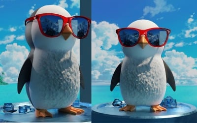 Modelo de pingüino lindo de dibujos animados 3d